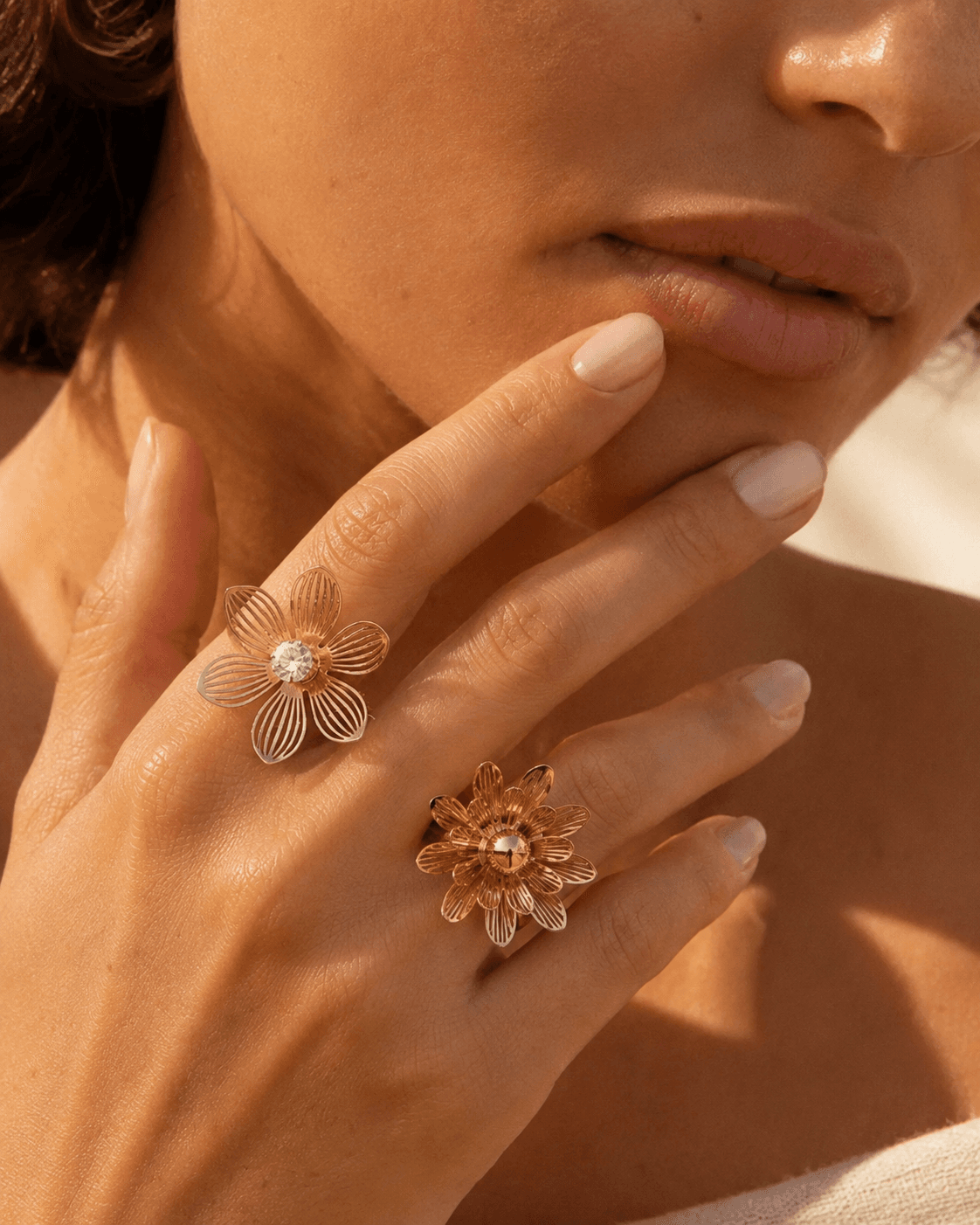 Lot de 2 bagues Fleurs