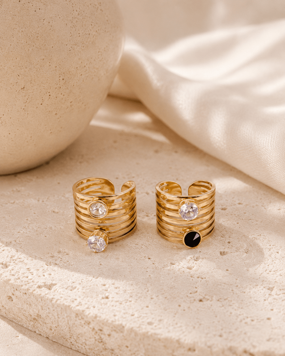 2 bagues jonc avec strass - Image 2
