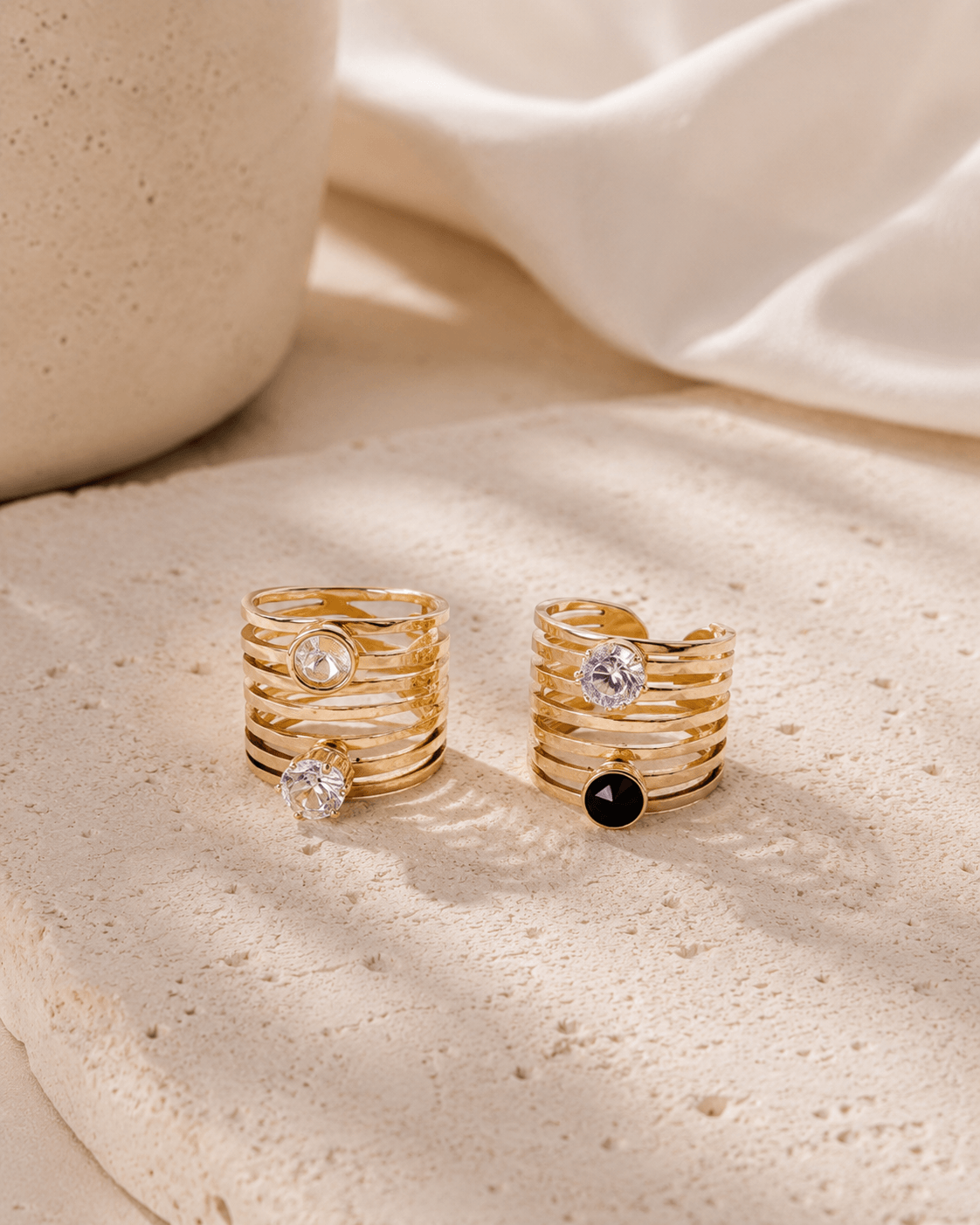 2 bagues jonc avec strass - Image 3